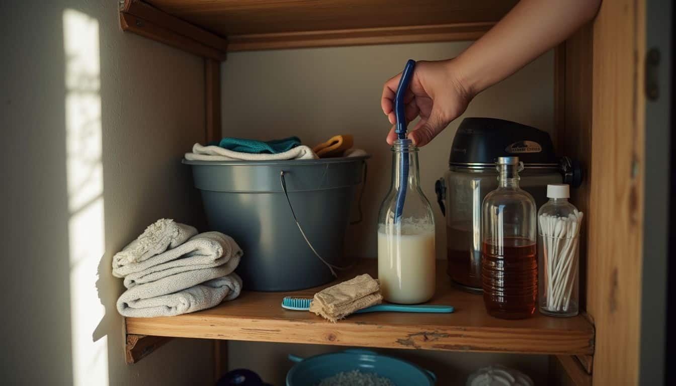 gather the necessary cleaning supplies 384659442