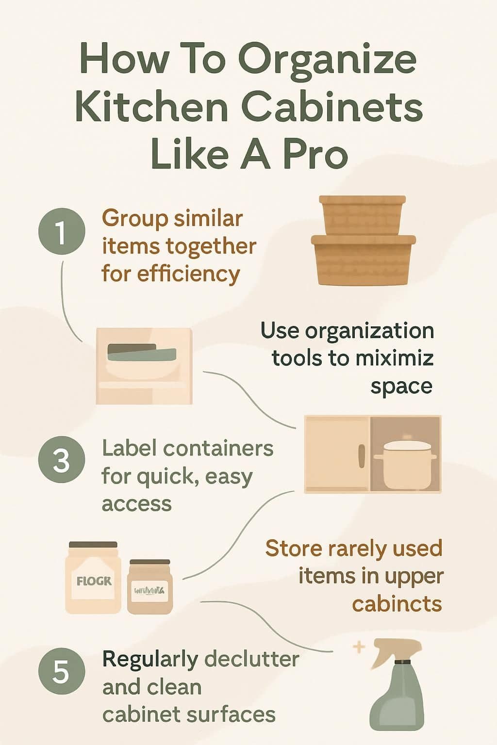 infographic how to organize kitchen cabinets like a pro 5020101