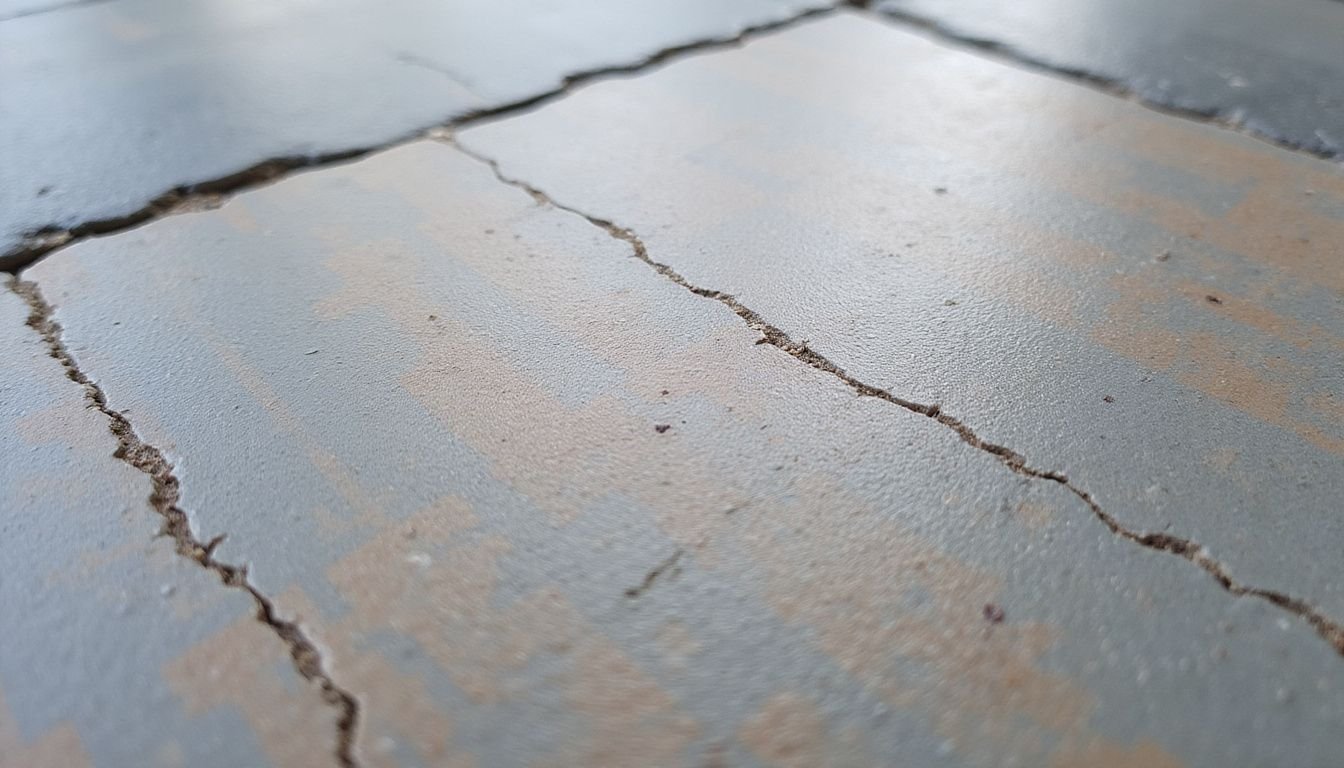 Close-up of a textured natural stone tile with visible scratches.