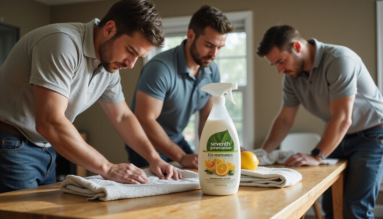 A dedicated cleaning crew meticulously prepares a vacation rental space.