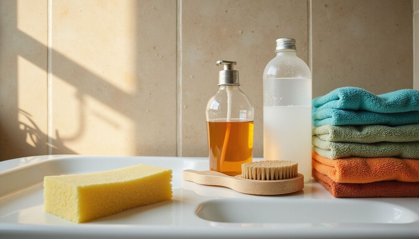 How To Clean Your Bathtub For A Sparkling, Fresh Bathroom 1 essential tools and supplies for cleaning your bathtub 430252253
